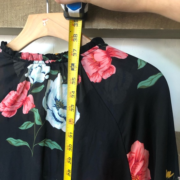 Old Navy|NWT black floral chiffon long sleeve dress,ruffle hem•••Medium - Picture 11 of 11